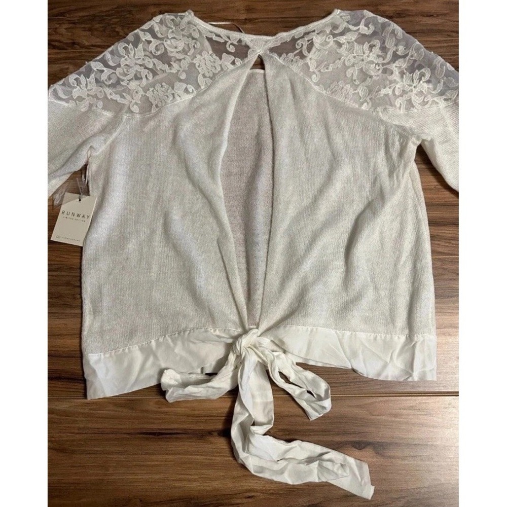 LC Lauren Conrad Runway Collection White Embellished Open Back XL Sweater NWT